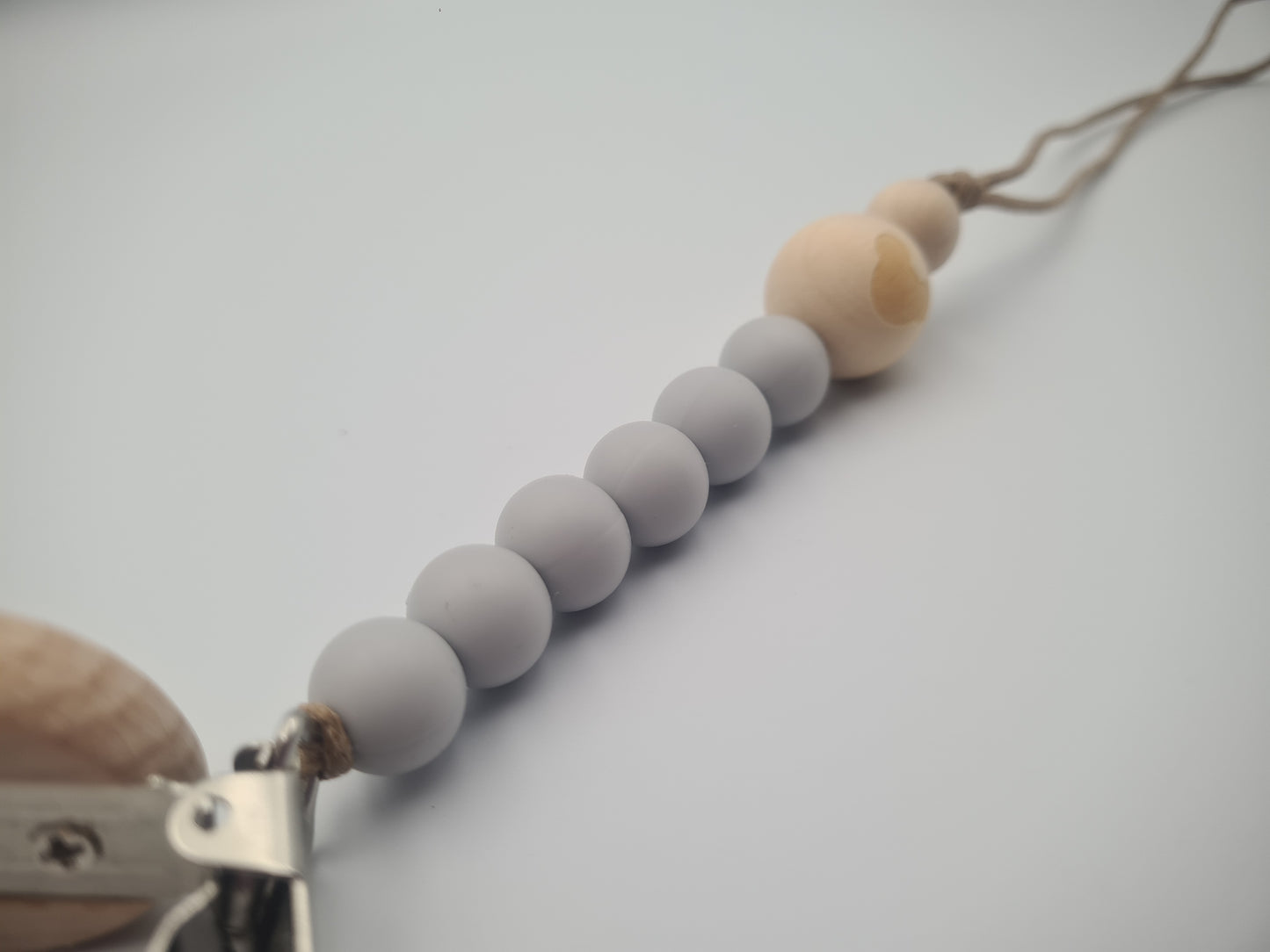 Silicone & Wooden Dummy Clip – BPA-Free Pacifier Holder Cloud Stone