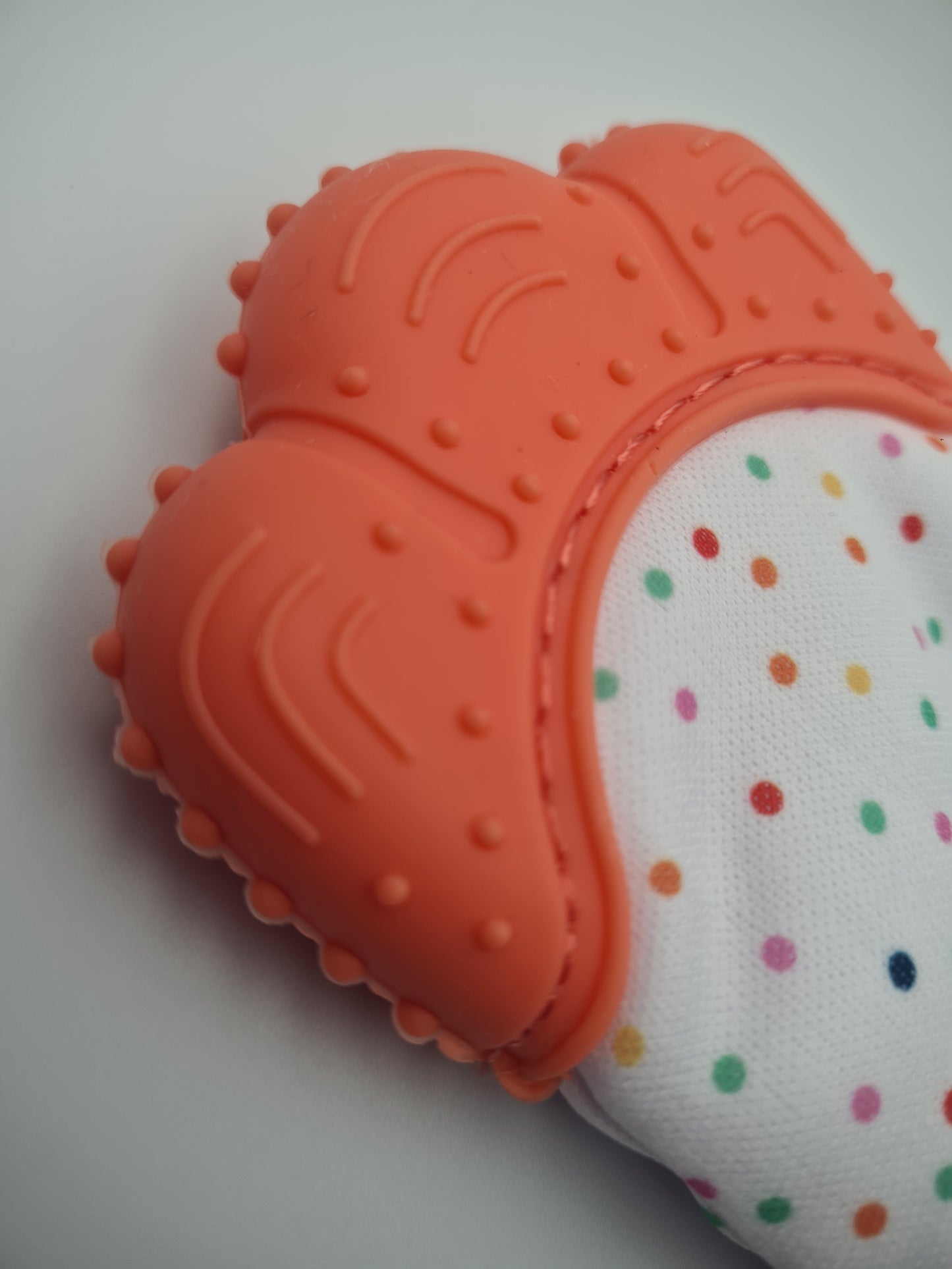 Silicone Baby Teething Mitten –  Orange Self-Soothing Teether Glove