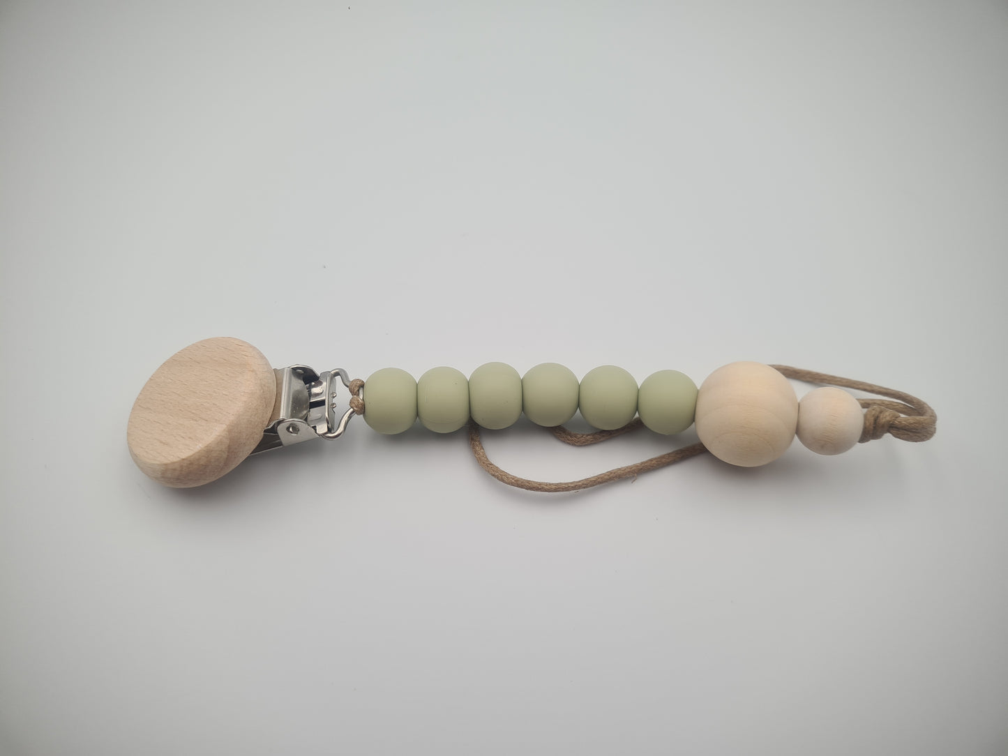 Silicone & Wooden Dummy Clip – BPA-Free Pacifier Holder Willow Sage