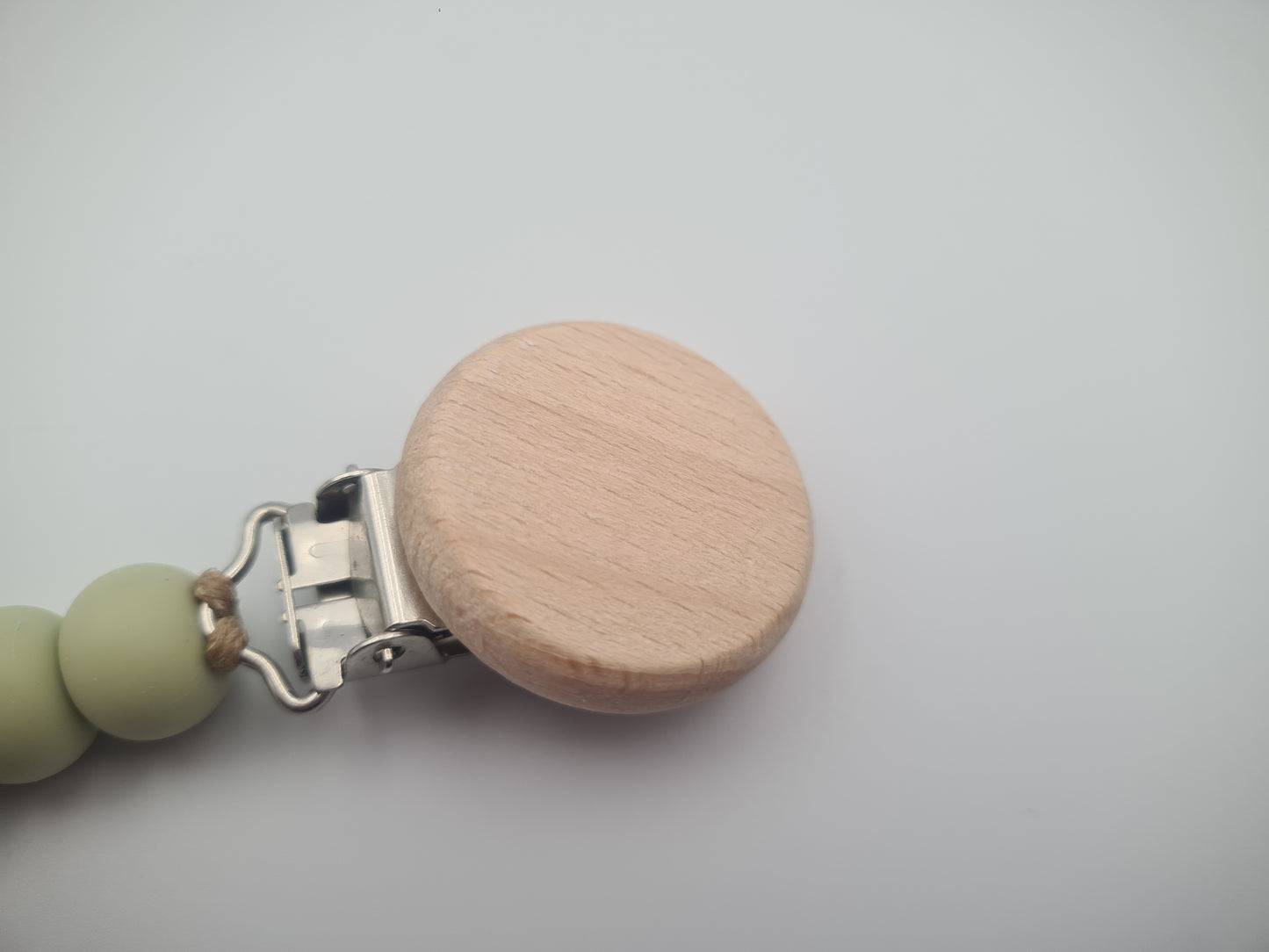 Silicone & Wooden Dummy Clip – BPA-Free Pacifier Holder Willow Sage