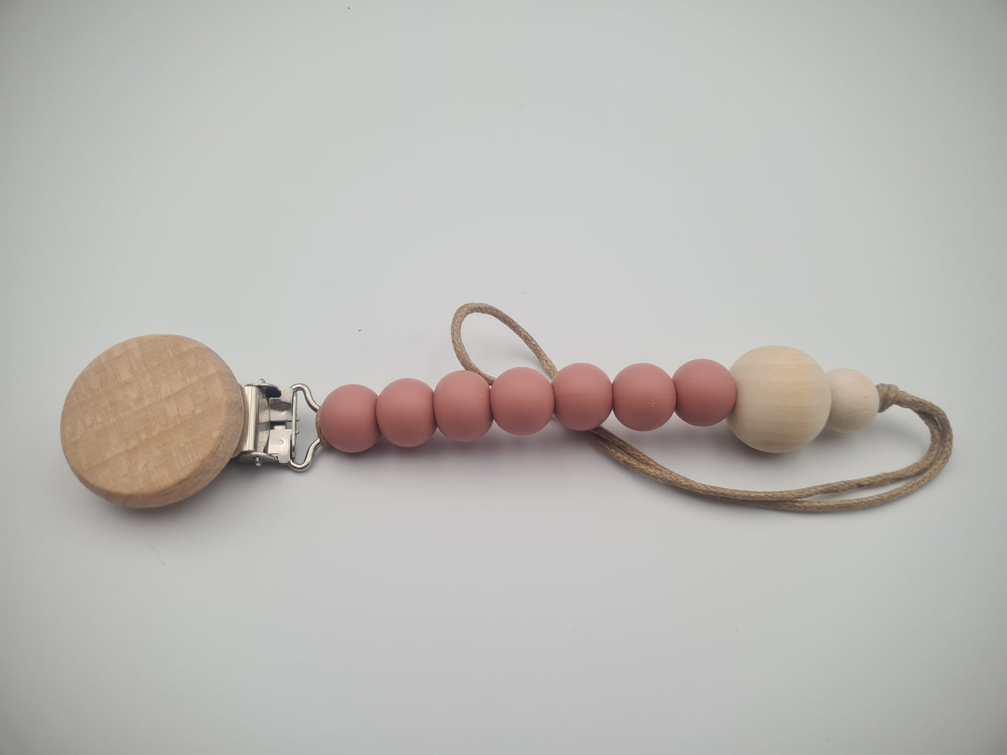 Silicone & Wooden Dummy Clip – BPA-Free Pacifier Holder Blushwood