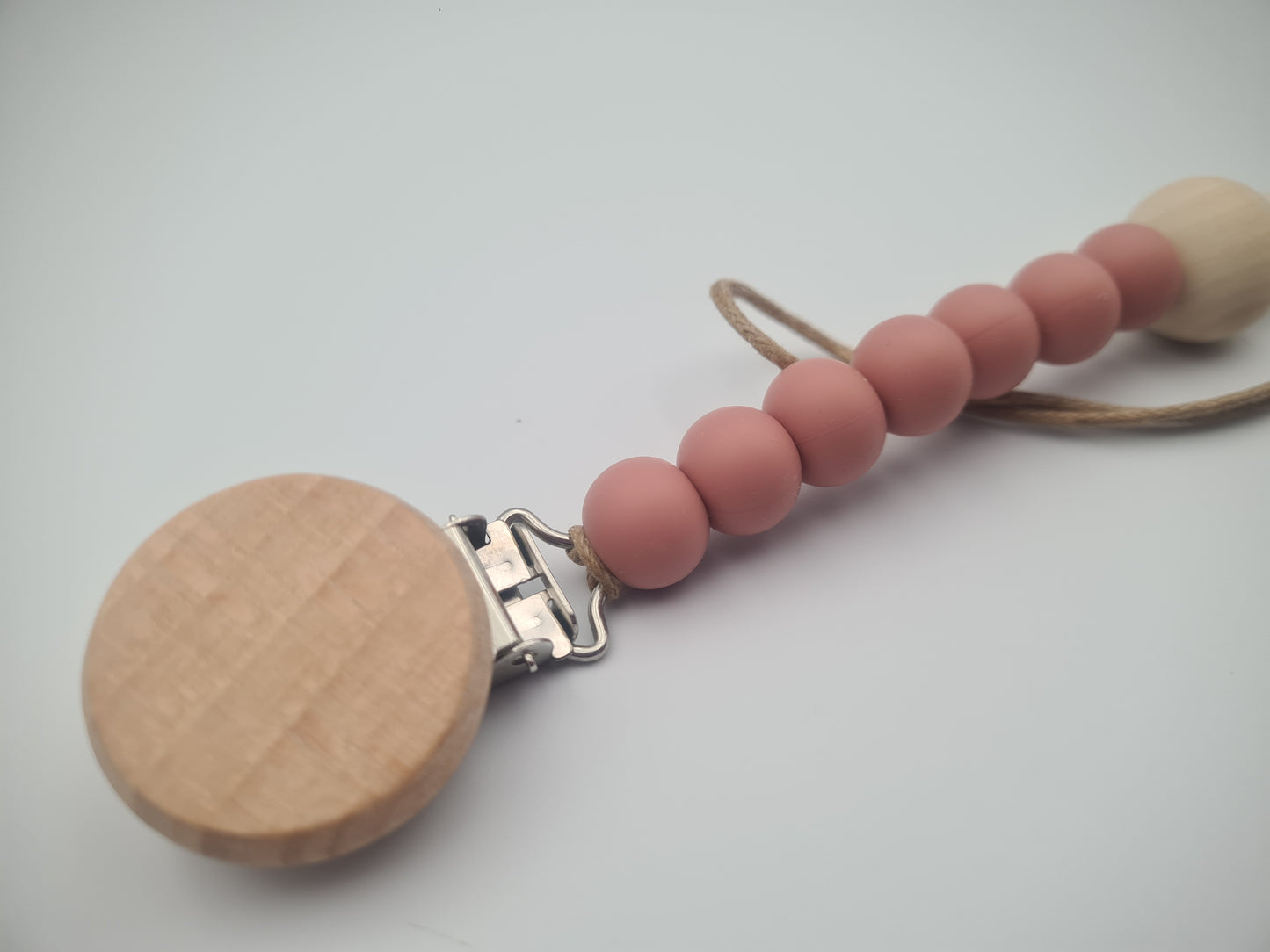 Silicone & Wooden Dummy Clip – BPA-Free Pacifier Holder Blushwood
