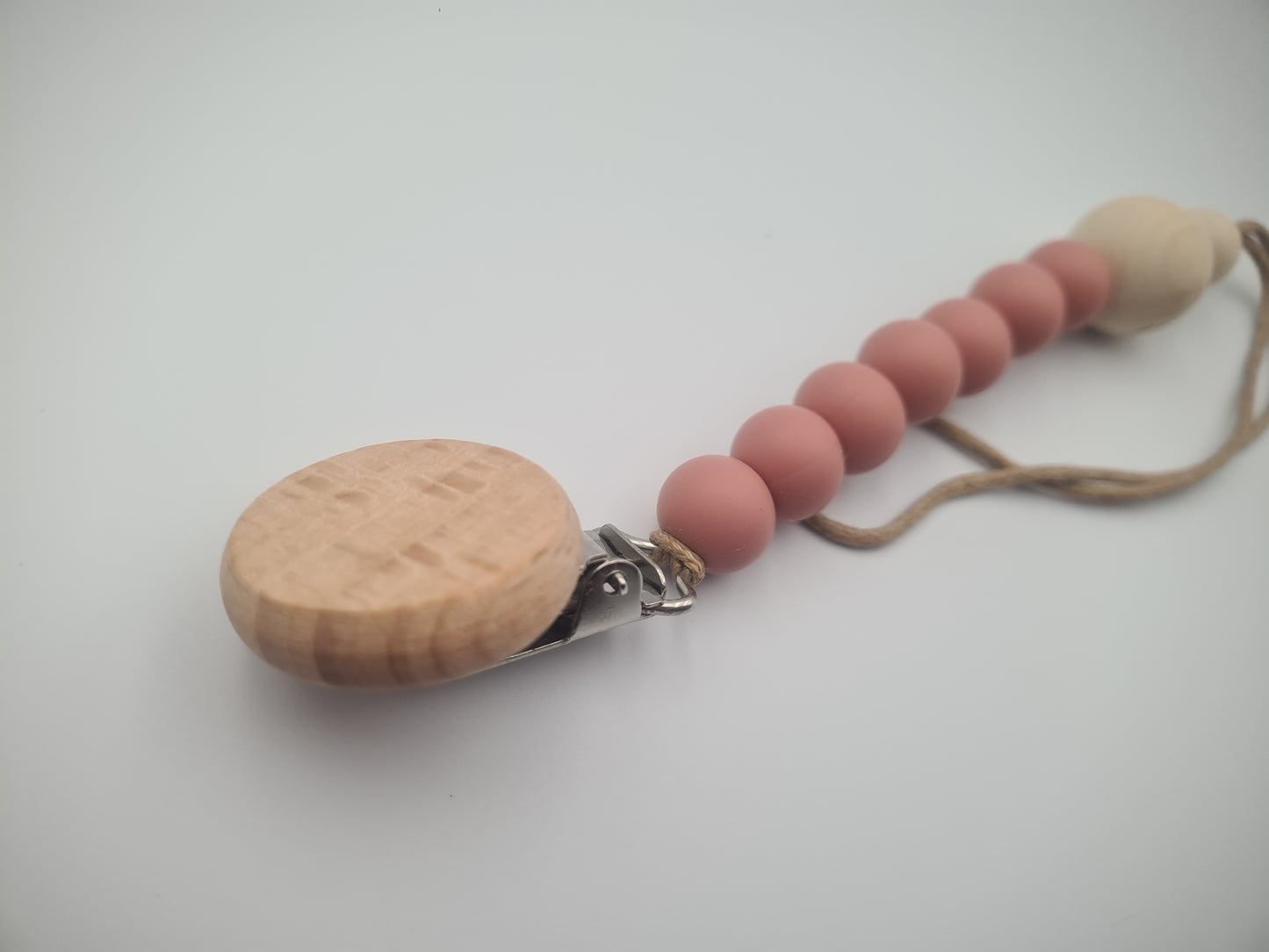 Silicone & Wooden Dummy Clip – BPA-Free Pacifier Holder Blushwood