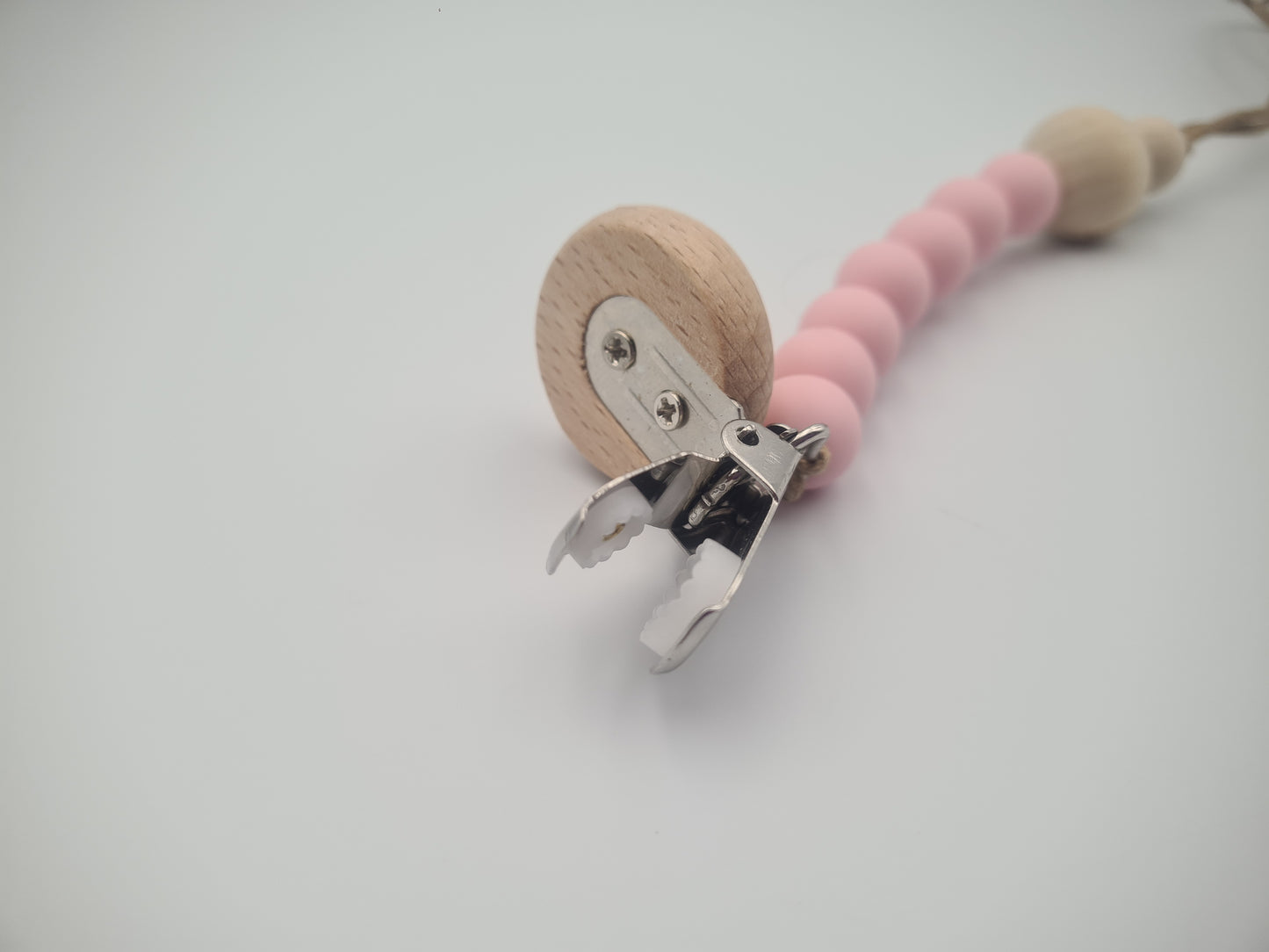 Silicone & Wooden Dummy Clip – BPA-Free Pacifier Holder Petal Clay