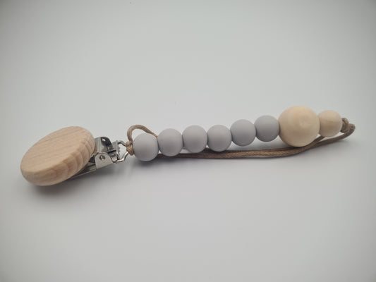 Silicone & Wooden Dummy Clip – BPA-Free Pacifier Holder Cloud Stone