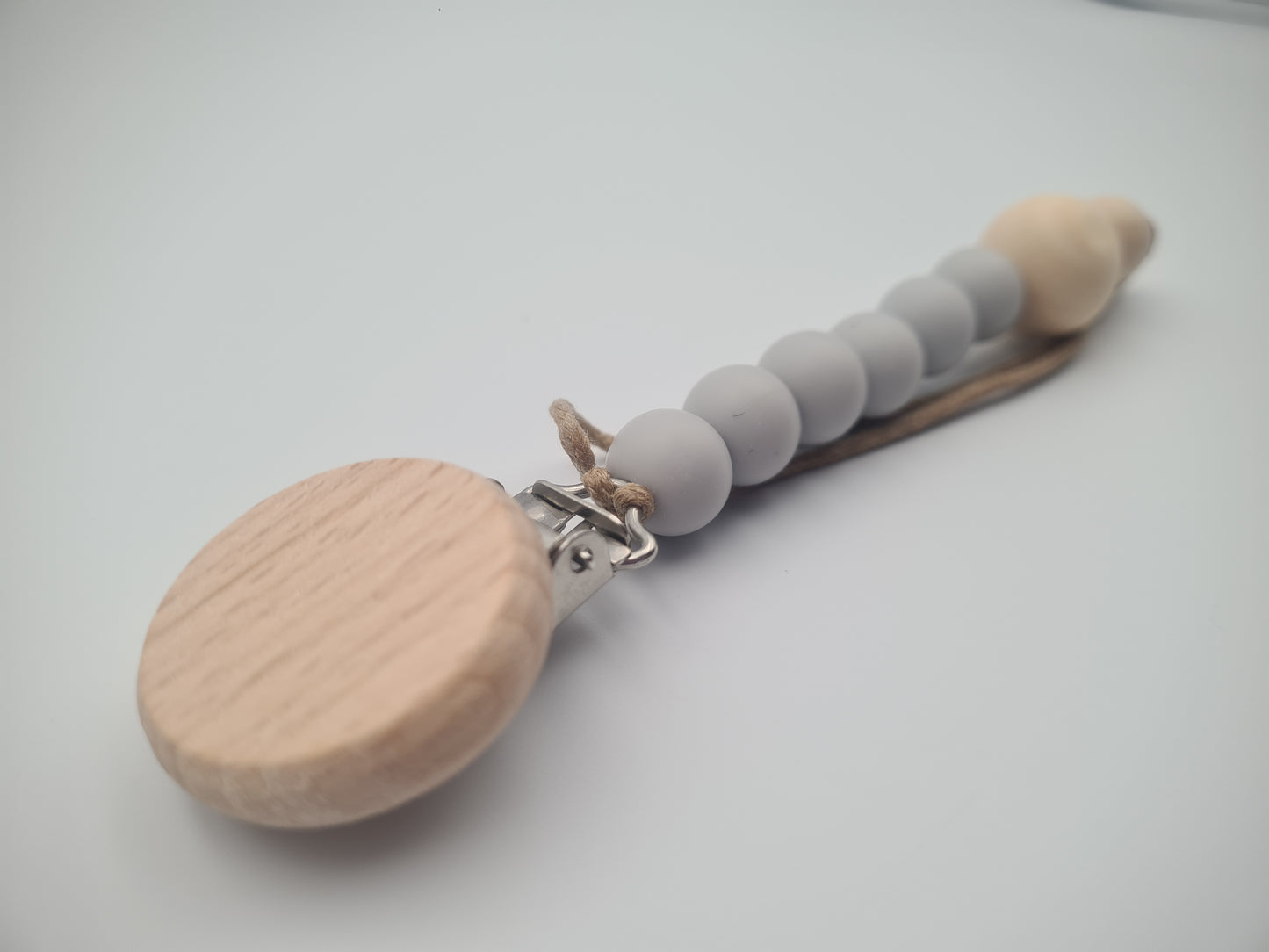 Silicone & Wooden Dummy Clip – BPA-Free Pacifier Holder Cloud Stone