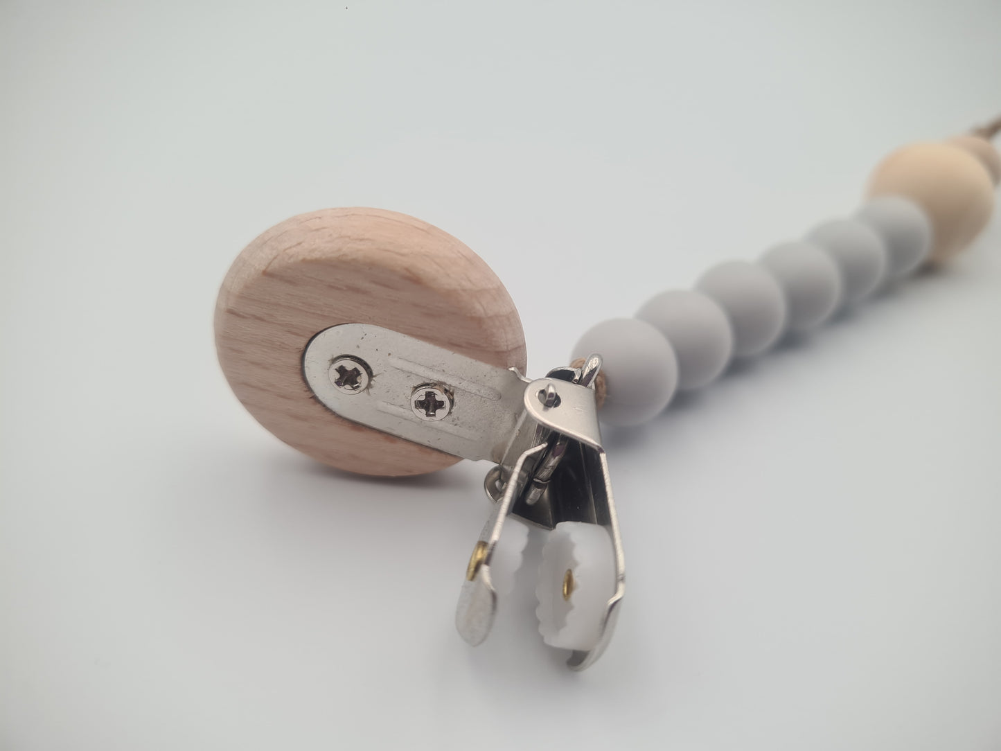 Silicone & Wooden Dummy Clip – BPA-Free Pacifier Holder Cloud Stone