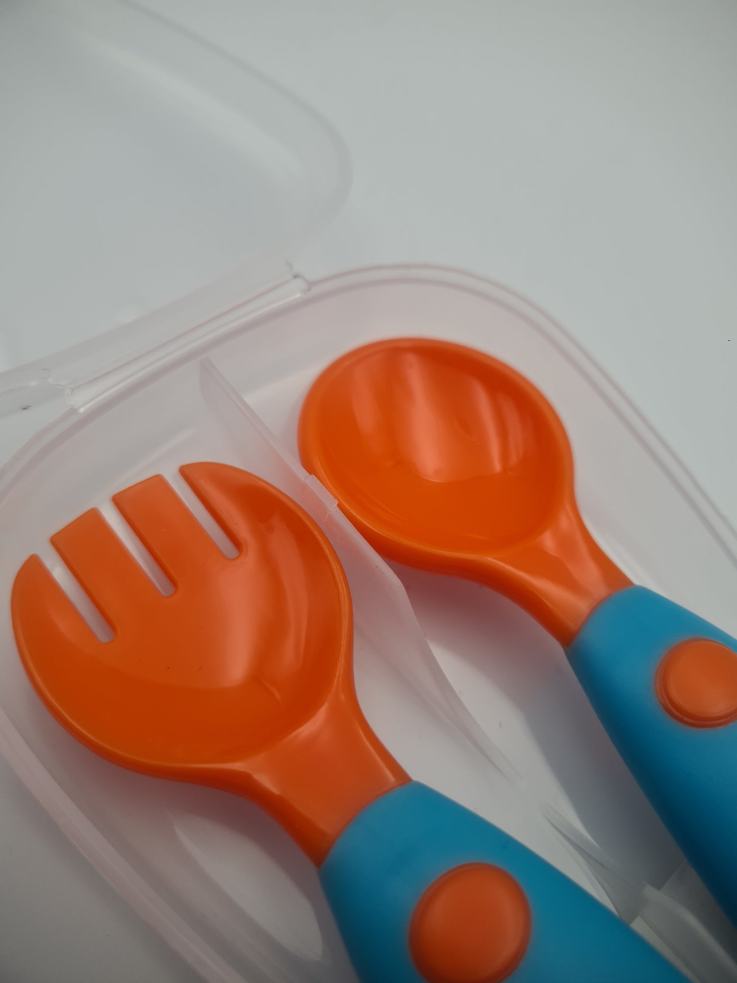 Toddler Training Cutlery Set with Spoon, Fork & Travel Case Orange and Blue