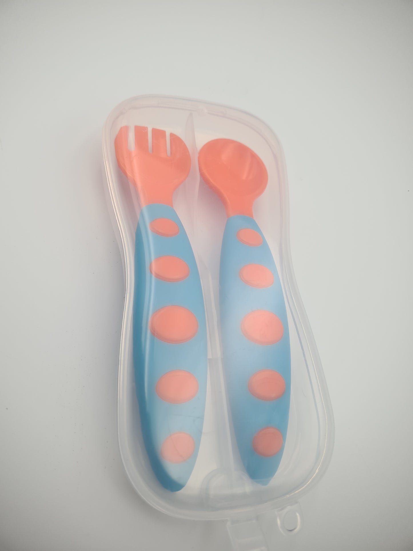 Toddler Training Cutlery Set with Spoon, Fork & Travel Case Orange and Blue