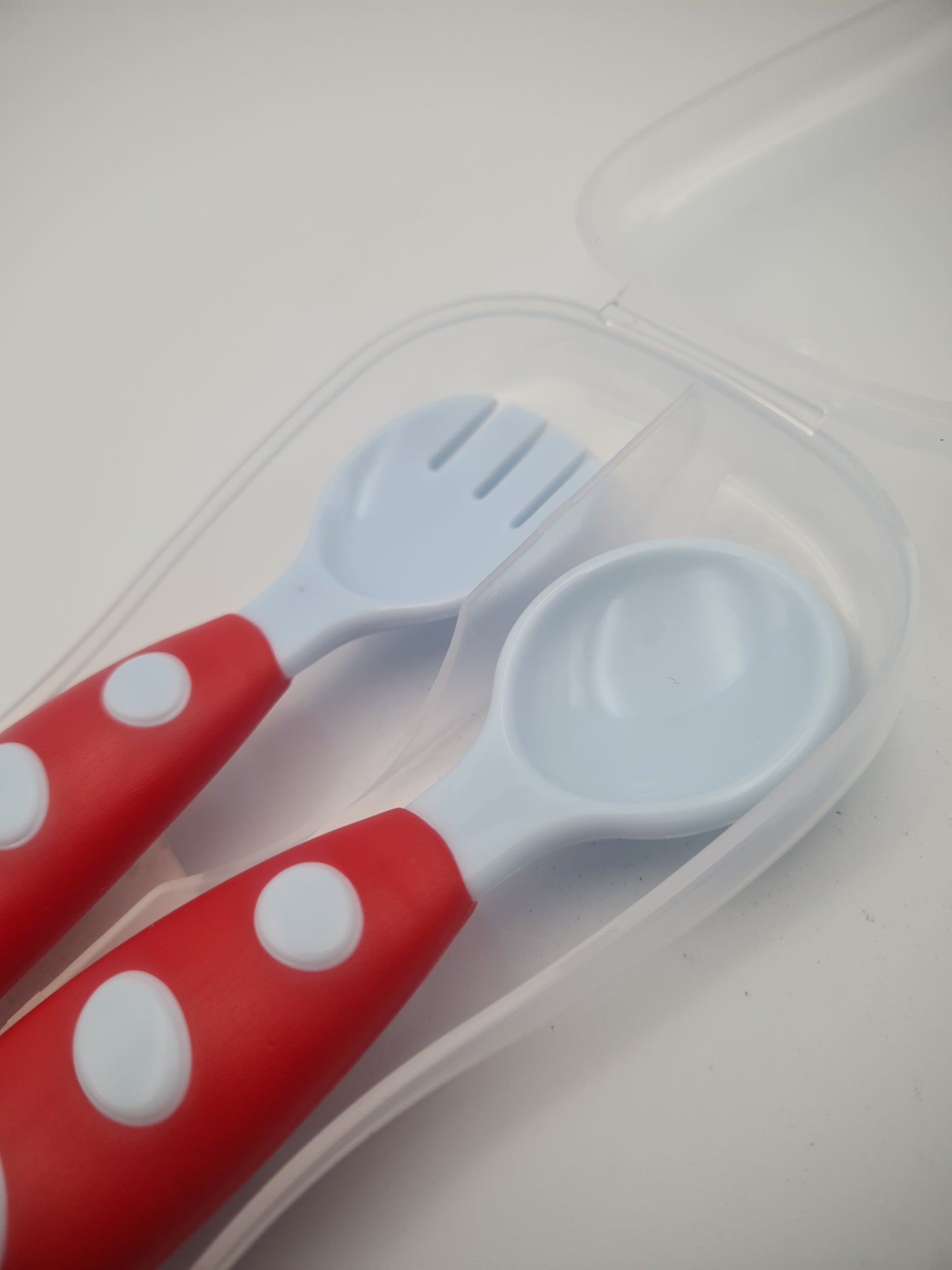 Toddler Training Cutlery Set with Spoon, Fork & Travel Case Red and Blue