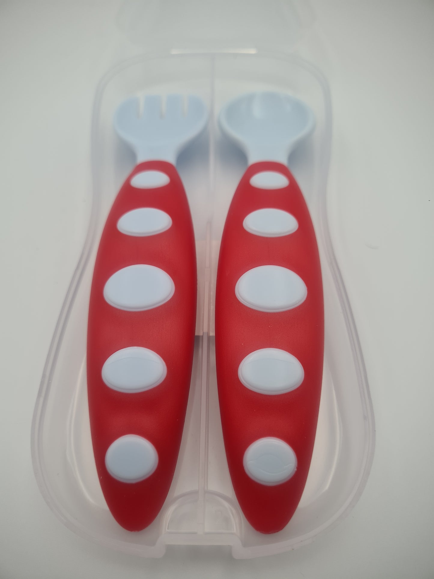 Toddler Training Cutlery Set with Spoon, Fork & Travel Case Red and Blue