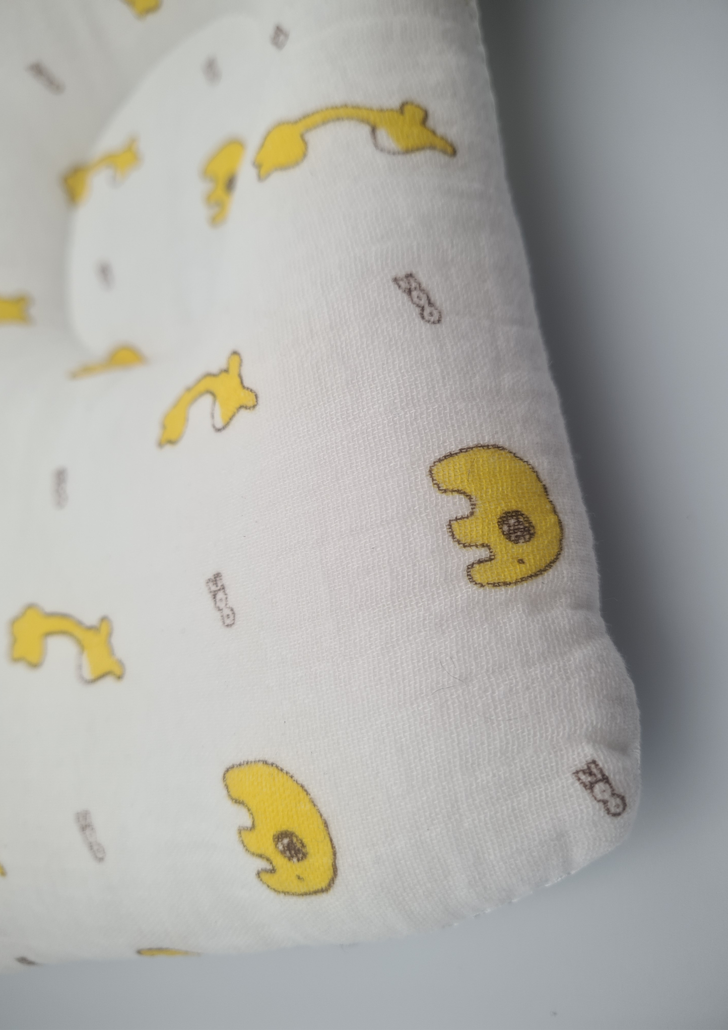 Hush Finds Baby Anti-Flat Head Pillow – Soft Infant Support Cushion (Yellow Print)